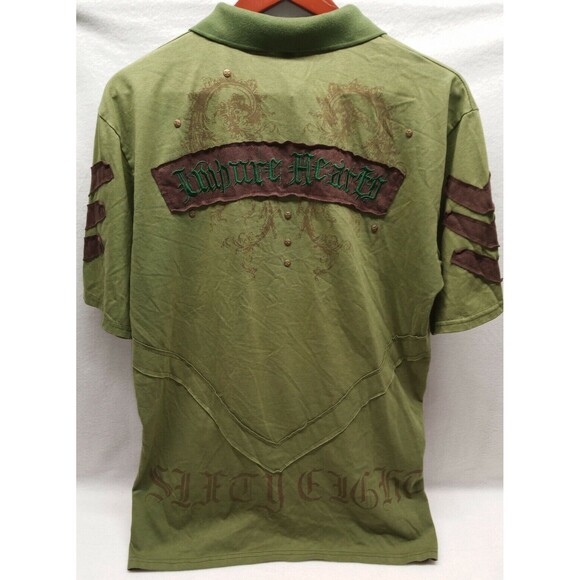 Black Rock Mens Shirt 1/4 button Sz Large Purgatory Logo Embroidered & Studded - Picture 2 of 13